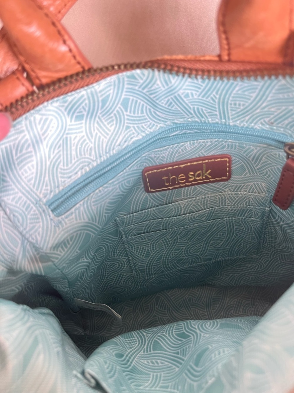 The Sak Cognac Embossed Leather Mini Shoulder Bag - Picture 5 of 6